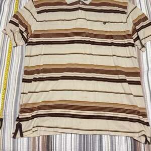 Enyce Striped Polo Shirt XXL Brown Beige Short Sleeve
